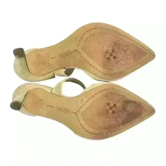 Vince Camuto Carlotte Pointed Toe Leather D'Orsay Pump High Heel Beige Cream  7M - Picture 14 of 17